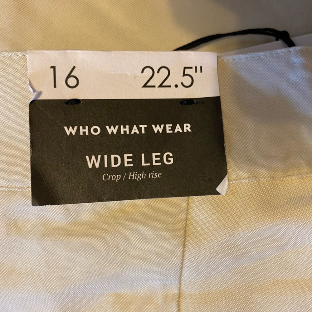 Women's High-Rise Wide Leg Front Pleat Cropped Pants - Who What Wear - Cream - Picture 8 of 8